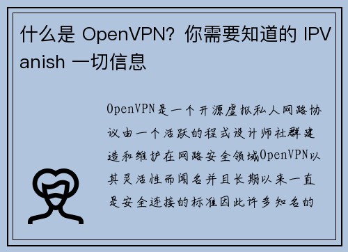 什么是 OpenVPN？你需要知道的 IPVanish 一切信息